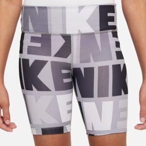 Nike Girls` Kids Grey/black/white Dri-fit One Biker Shorts DZ4623-077 Size XL
